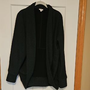 Hem & Thread Charcoal/Black Cocoon Open Front Cardigan Large
